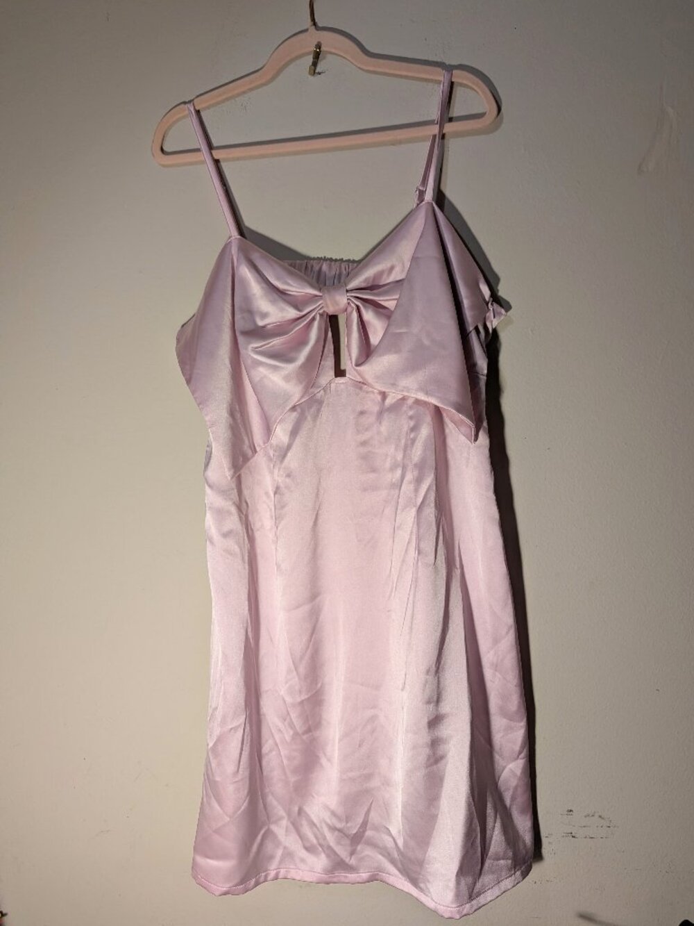 NWT Satin Bow Mini A-Line Dress Wild Fable Light Pink XXL